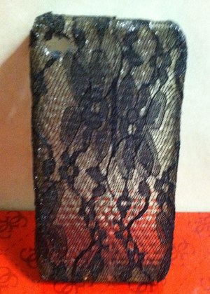 Took my old iPhone clear case, added lace fabric & Gloss Mod Podge to create a new cute iphone case... super easy & quick