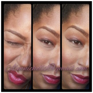 Fall Burgundy with gold shimmer and deep red lip
