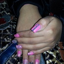Pink, Glitter And Strass Nail Art :)