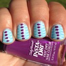Stamped and Dotted Turquoise and Purple Nails 
