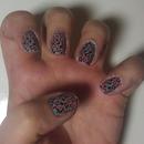 Grey and Pink Leopard Print Nails