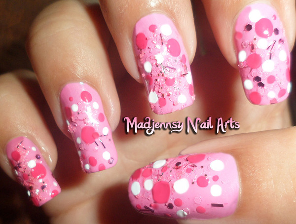 Cutie Pink Polka Dots Nail Art by Madjennsy | Madjennsy N.'s (madjennsy ...
