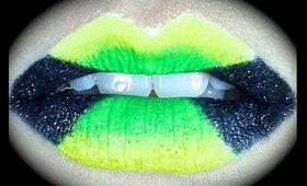 Jamaican Flag Lip Art: Shaggy Gig inspired ft Kryolan, Sugarpill & Eye Kandy