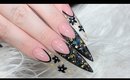 REAL FLOWERS x GOLD LEAF GLASS ACRYLIC NAIL TUTORIAL