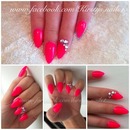 Bright Pink Stiletto Nails