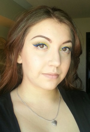 Yellow smokey with blue winged liner :))
Love this look! 