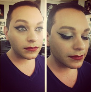 This is another look I did in school on my fabulous friend Matt. It's a drama liner look, using cake liner. Very good for drag ;)