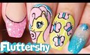 Fluttershy Nail Art Tutorial // My Little Pony // How to Freehand Nail Art at Home