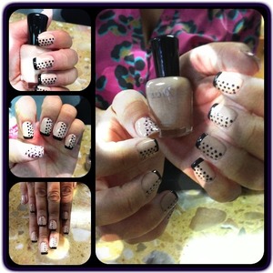 Black and Nude mani using Zoya