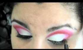 Dramatic pink and white cut crease