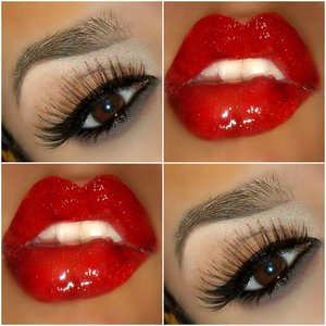 bloddy lips and neutral eye, red lips