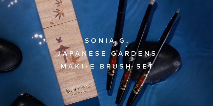 Step into Sonia G.’s world with three essential maki-e eye brushes that capture the serene glow of a moonlit Japanese garden. 