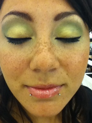 green and gold makeover I did on my bff
