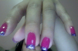 Pink with pink glitter tips