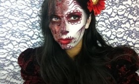 Sugar Skull Burnt Face Halloween Makeup