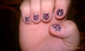 leopard on my little sister's nails