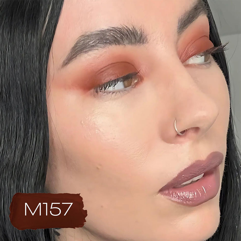 MOB Beauty model wearing shade M157 from the Southern Goth Palette