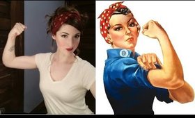 Halloween Rosie the Riveter / Pin up girl makeup & hair tutorial