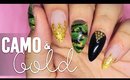 Camo & Gold nail art