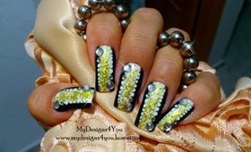 Golden Sparkles Abstract Nail Art Design Tutorial - ♥ MyDesigns4You ♥