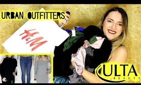 H&M Try On High Waisted Jeans Haul + cut out shoulders, Urban Outfitters Haul, Ulta, Container Store