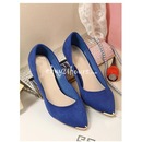 Metal Buckle Suede Pointed Singles Shoes