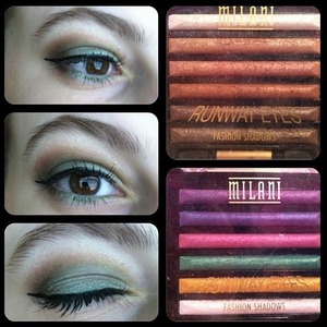 Brown and green eyeshadow using the milani runway eyes in 01 Designer Browns and 10 Haute Couture