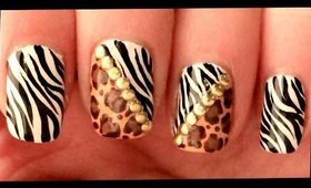 Leopard & Zebra nail art