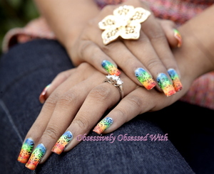 Rainbow Animal print nails