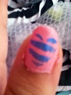 Pink friday & blue heart shaped zebra print nails