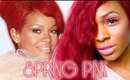 CELEBRITY INSPIRED LOOK: Spring Pink Makeup + Rihanna Red Hair!