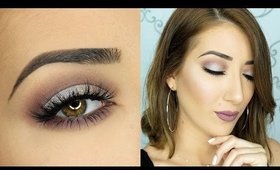 Sparkly Purple-Grey Eyes & Lips Makeup Tutorial