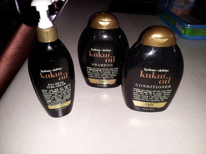 If your hair is curly/wavy try this product, I absolutely LOVE the results! Ogx Kukui Oil Shampoo, Conditioner, and Curl Cream <3