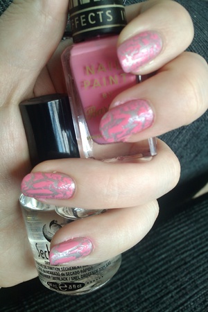 Pink Barry M nail effects with top coat