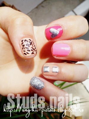 nails with studs, square and heart. 