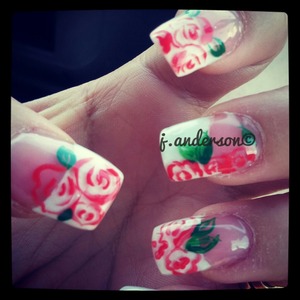 white tips with red roses.
