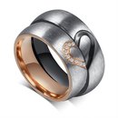 Titanium Steel Gemstone Promise Ring for Couples