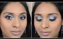 Glam Blue Eye & Face Makeup For Brown/Tan or Indian Skin Tone