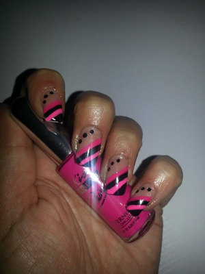 Pink and black strips.