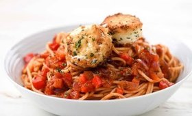 Pasta Arrabiata with Fried Goat Cheese