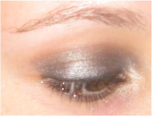 a black base with a blue grey shadow and silver in the inner corner