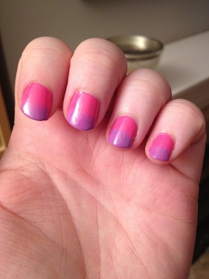 My first attempt at gradient nails. Pink and lilac by Rimmel. 