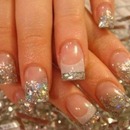 Glitter tips on acrylic nails 