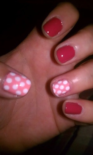 Valentine Polka Dots. Dark pink color: Orly Pink Chocolate. Light pink color: Orly Cotton Candy