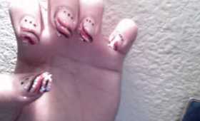 BLK RED & SILVER NAIL LOOK