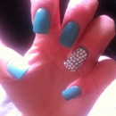 Turquoise Nails with diamantés