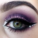 Purple eyeshadow and rhinstones