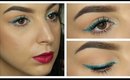 Turquoise Glitter Liner & Berry Lips Makeup Tutorial ♥