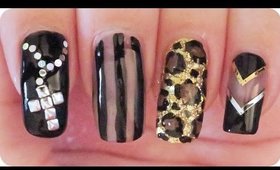 Silver & Gold Mix & Match nail art