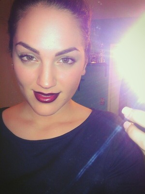 dark lip much darker in person. first time sock bun. I'm in love with this lip look!!!